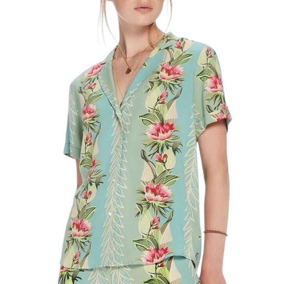 Scotch & Soda Floral Blouse in Green and Pink - Picture 1 of 8